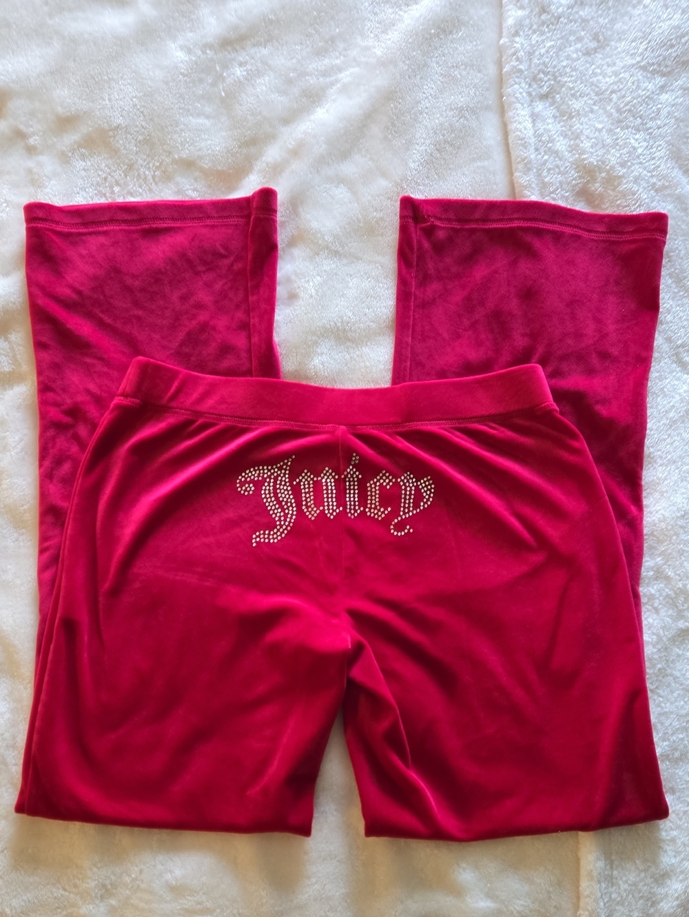 Juicy Couture Red Velour Rhinestone Logo Pants